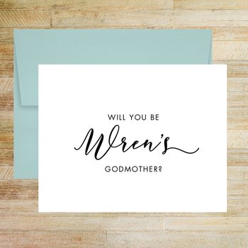 Will You Be My Godmother Card, Godparent Proposal Card Personalized with Child's Name