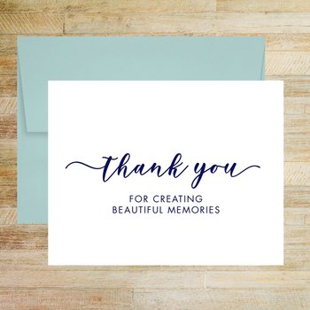 Thank You For Creating Beautiful Memories, Wedding Photographer Thank You Card