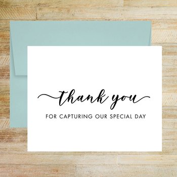 Thank You for Capturing Our Special Day Wedding Day Card, Wedding Vendor Tip Card