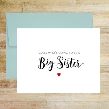 Guess Who's Going To Be A Big Sister Pregnancy Announcement Card