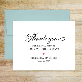 Wedding Day Personalized Thank You Cards - Set of 10
