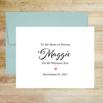 Personalized Maid of Honor Wedding Card