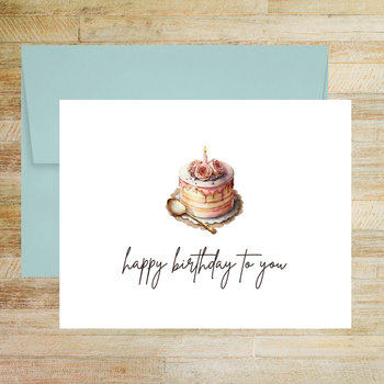 Fancy Pink Cake Happy Birthday Greeting Card