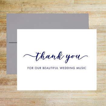 Thank You For Our Beautiful Wedding Music Wedding Day Card, Wedding Vendor Tip Card