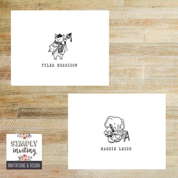 Cartoon Animals Note Cards for Kids, Set of 10