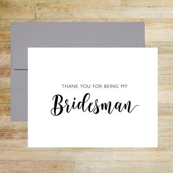 Thank You for Being My Bridesman Wedding Day Card