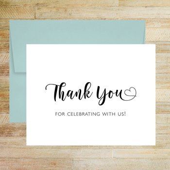 Thank You For Celebrating With Us Post Wedding Stationery, Set of 10