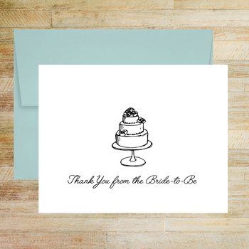 Wedding Cake Bridal Shower Thank You Note Cards, Set of 10