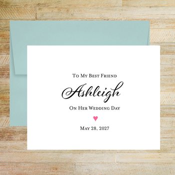 Personalized Wedding Card for Friend - Pink Heart