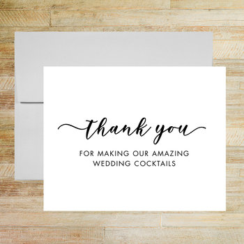 Wedding Reception Bartender Thank You Card