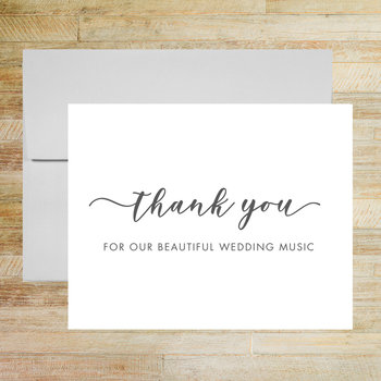 Thank You For Our Beautiful Wedding Music Wedding Day Card, Wedding Vendor Tip Card